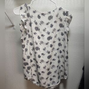 Floral Print Women's Top - Black and White